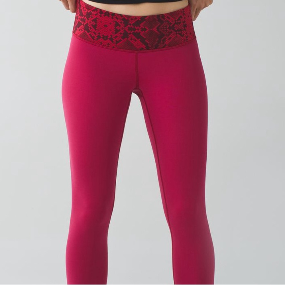 Lululemon Cranberry and Snake Print Leggings